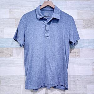 Grayers Sunwashed 2 Button Polo Shirt Heather Blue Cotton Casual Mens Medium